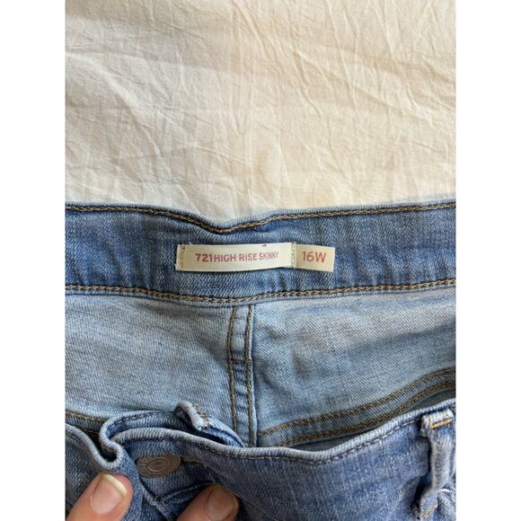 Levi's' Women Plus Size 16 W Demi Curve 721 High Rise Skinny Blue Distressed - Picture 8 of 13